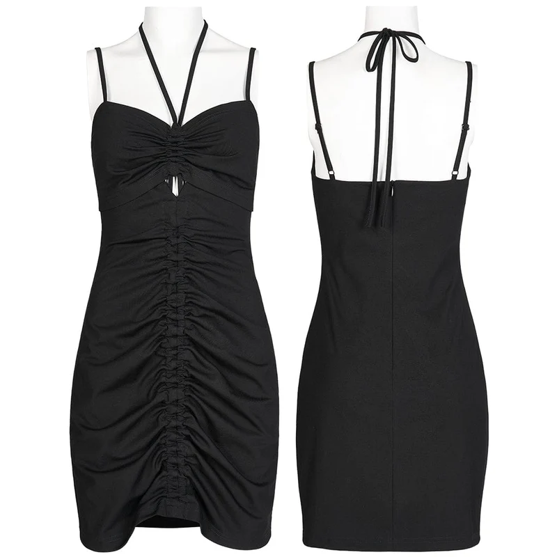 Grunge-Neckholder-Karo-Slip-Kleid für Damen