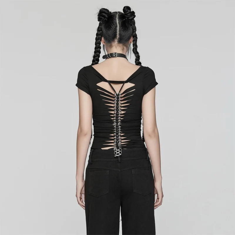 Aushöhlen-T-Shirt der Frauen Schädel-Knochen-gedrucktes Schwarzes