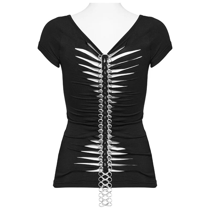 Aushöhlen-T-Shirt der Frauen Schädel-Knochen-gedrucktes Schwarzes