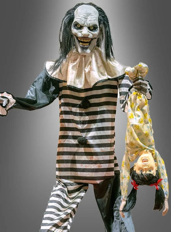 Riesiger Horror Clown mit Puppe 240cm Animatronic