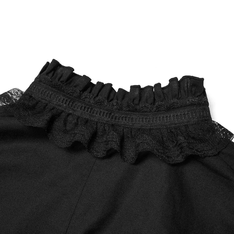 Herren Gothic Riemchen Stehkragen Rüschenhemd