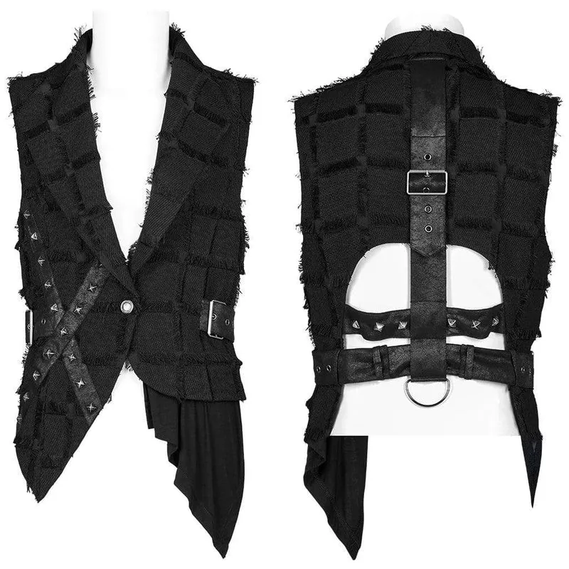 Herren Gothic Unregelmäßige Weste mit Ausschnitten