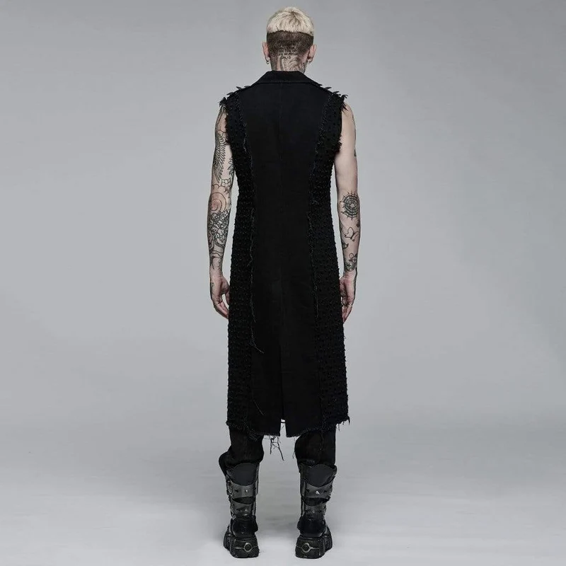 Herren Punk Unedged Zerrissene lange Weste