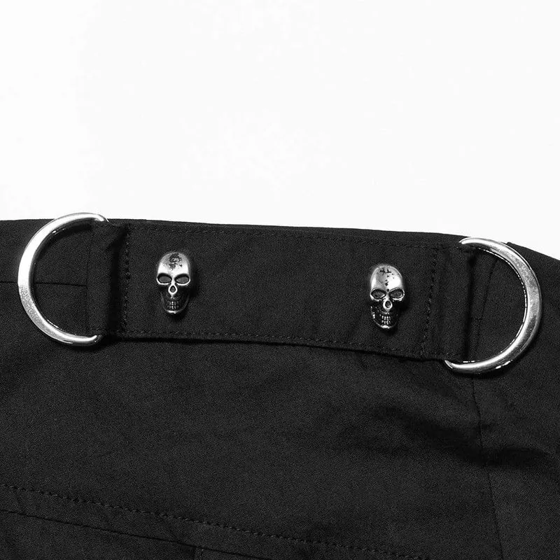 Herren Punk Unregelmäßiges Hemd mit Totenkopfschnalle