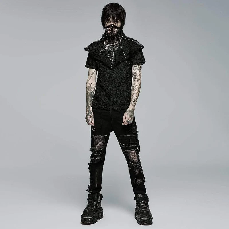 Herren Punk Strappy Splice Cutout Hosen