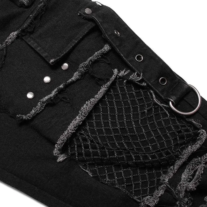 Herren Punk Strappy Splice Cutout Hosen