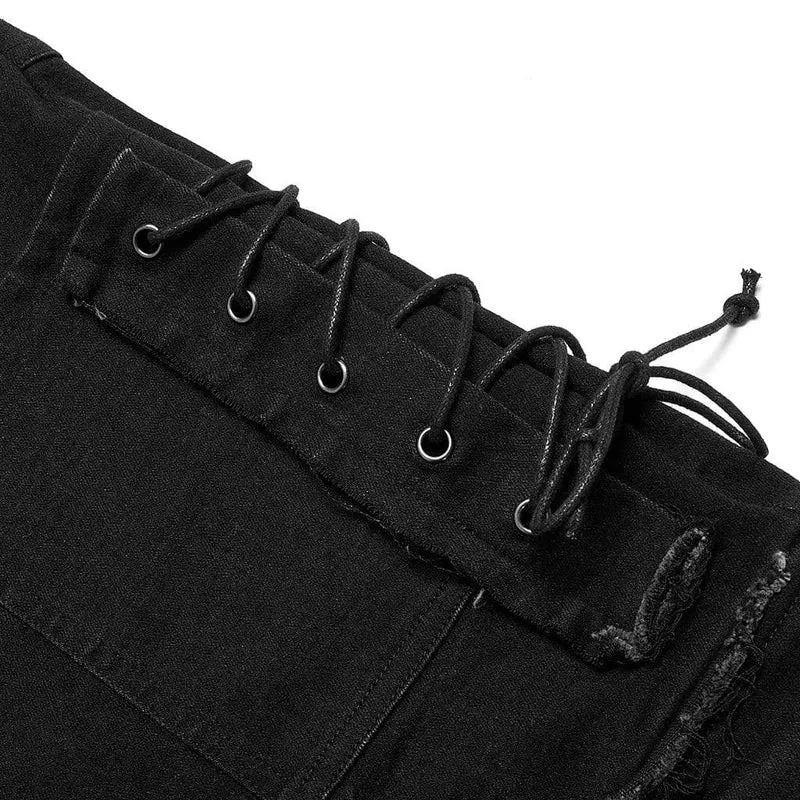 Herren Punk Strappy Splice Cutout Hosen