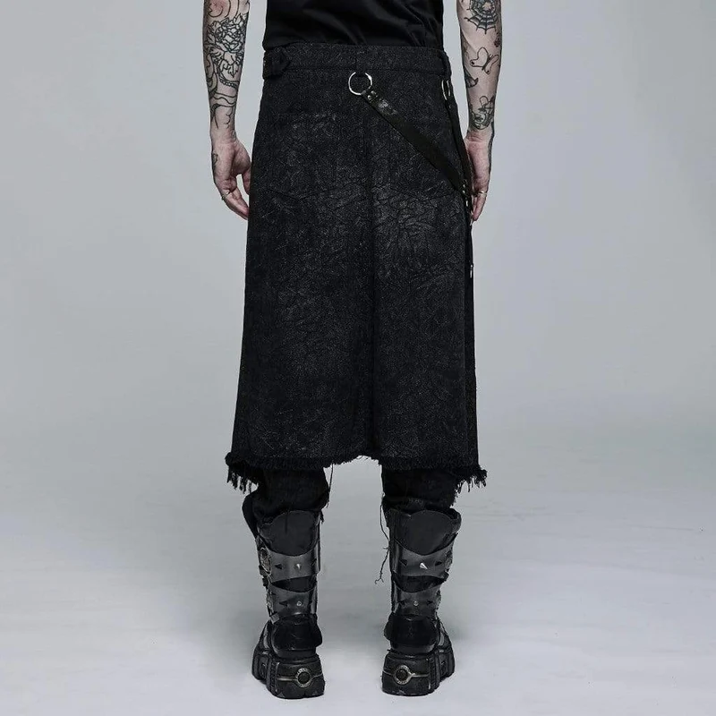 Gothic-Kilt mit ungesäumter Schnalle für Herren