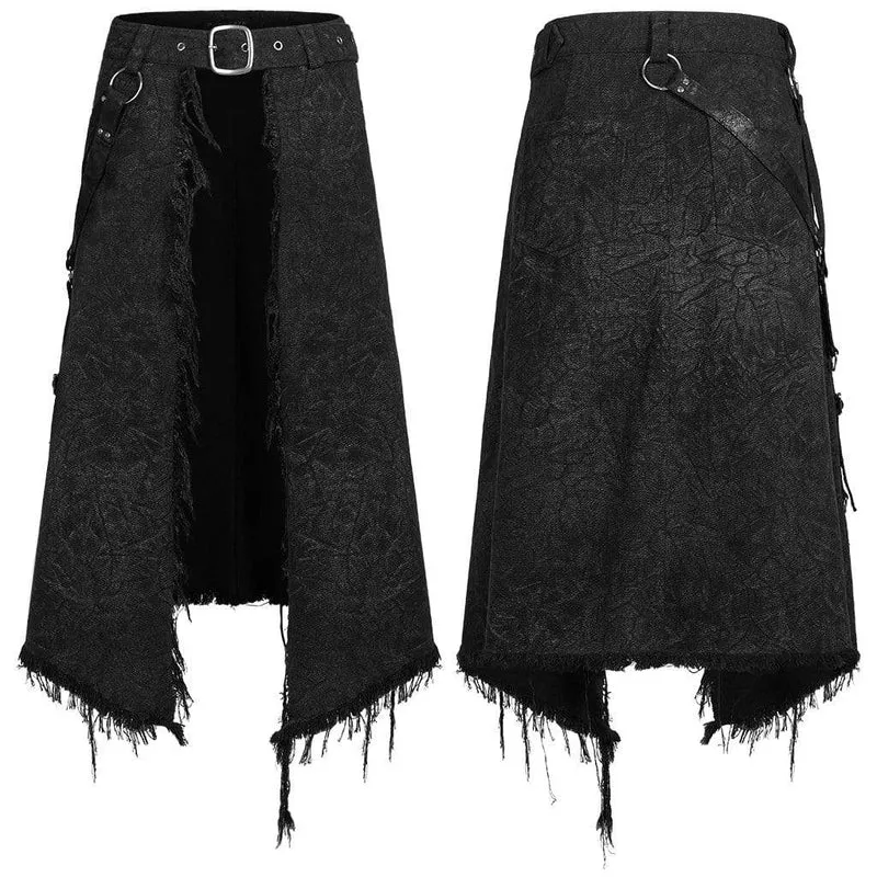 Gothic-Kilt mit ungesäumter Schnalle für Herren