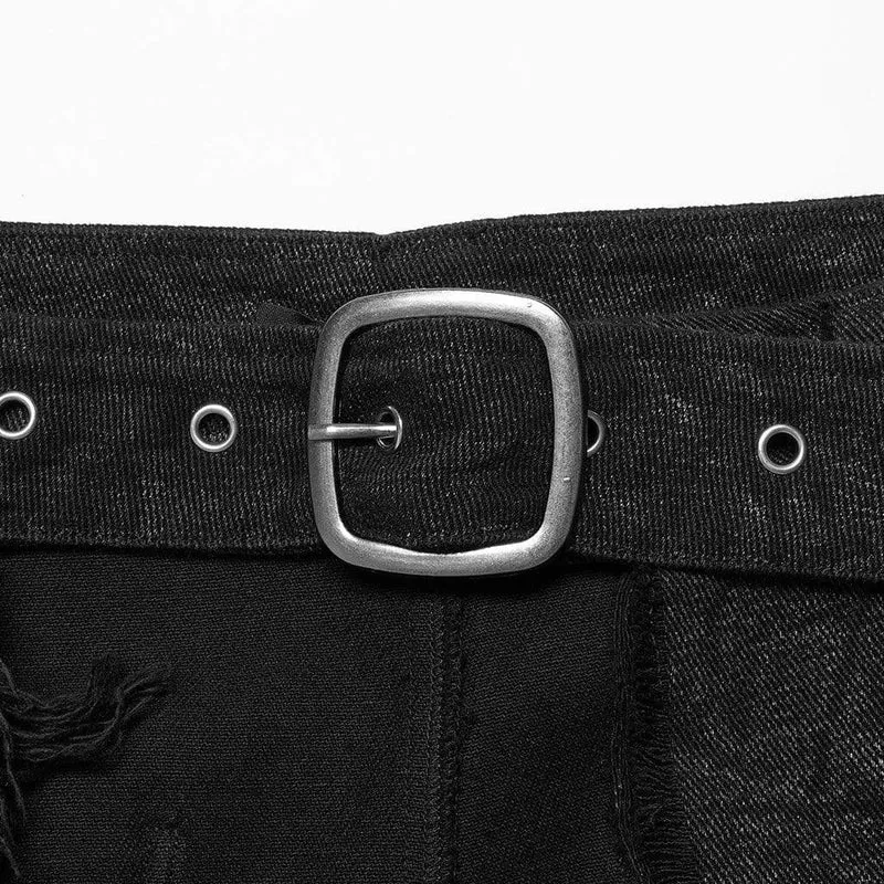 Gothic-Kilt mit ungesäumter Schnalle für Herren