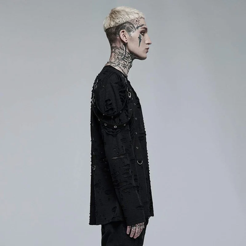 Gothic Ripped Splice Strickoberteil für Herren