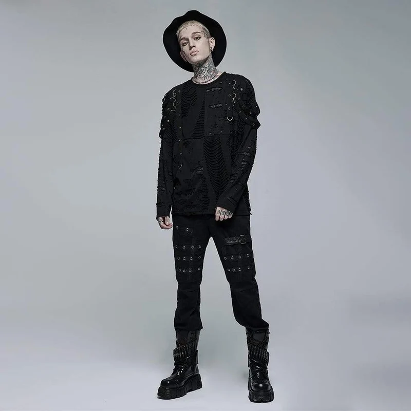 Gothic Ripped Splice Strickoberteil für Herren