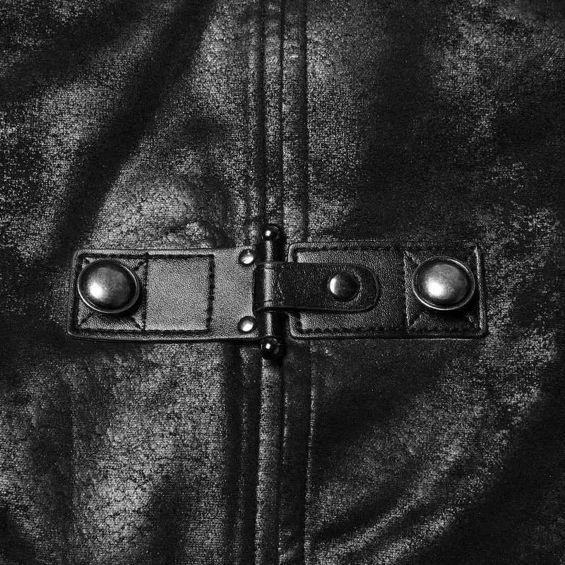Herren Vintage Goth Kunstleder Stehkragen Engelsflügel Maxi Weste