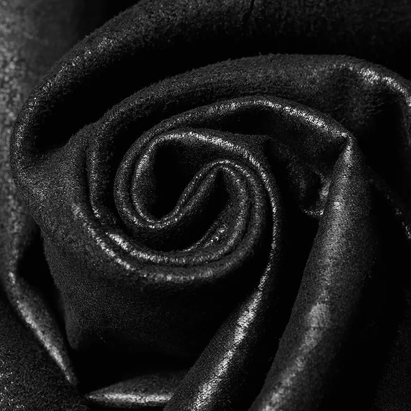 Herren Vintage Goth Kunstleder Stehkragen Engelsflügel Maxi Weste