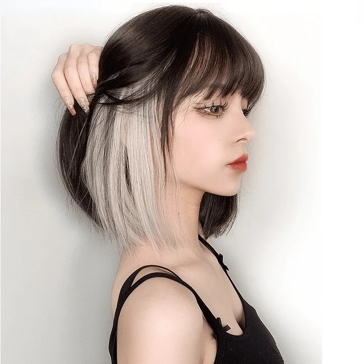 Damen Highlights Kurze Synthetikhaarperücke
