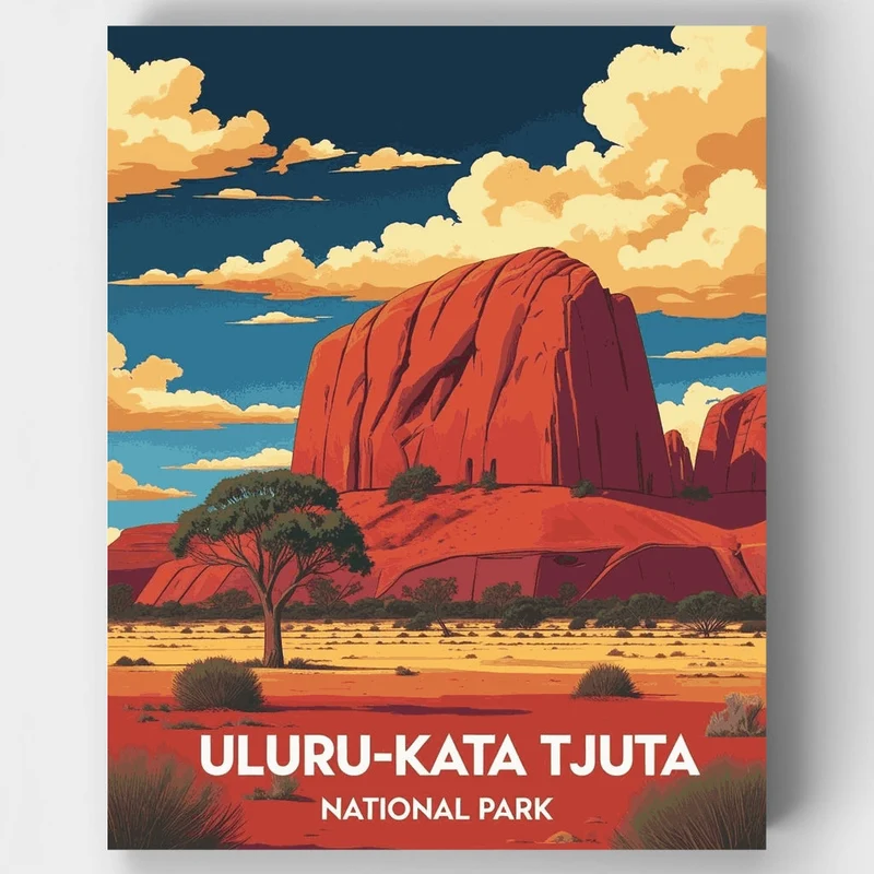 Uluru-Kata Tjuta Red Rock Desert Sky - Paint by Numbers Kit