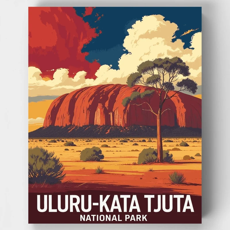 Uluru-Kata Tjuta Outback Desert Panorama - Paint by Numbers Kit