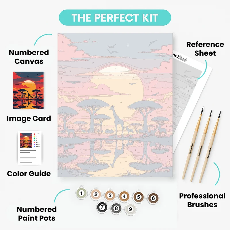 Masai Mara National Reserve Sunset Safari - Paint by Numbers Kit