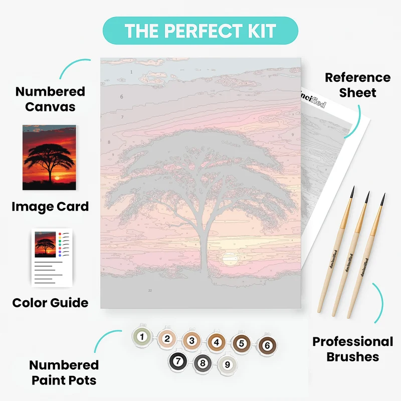 Masai Mara Acacia Sunset - Paint by Numbers Kit