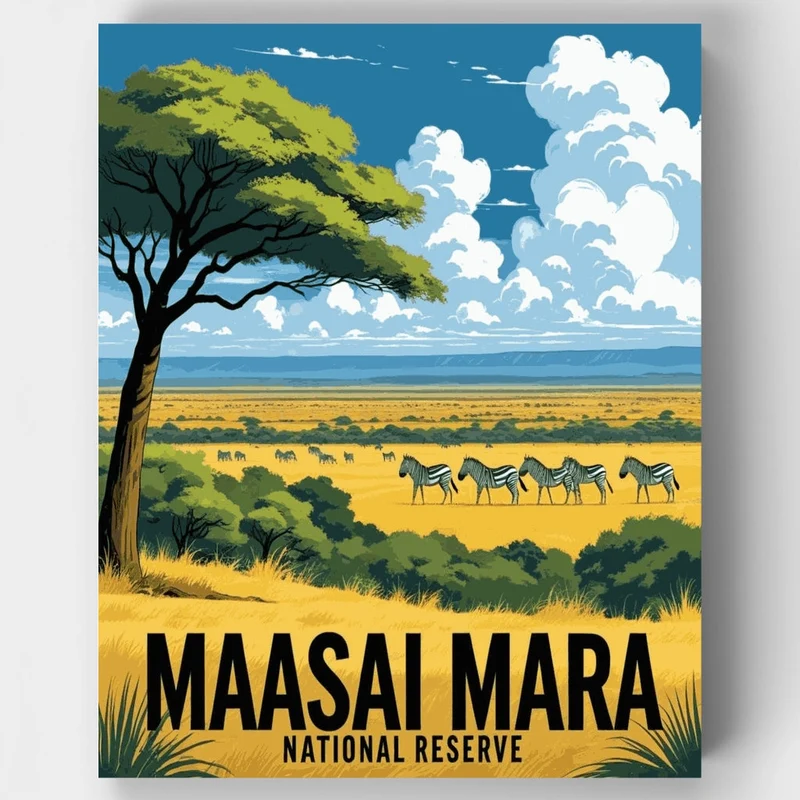 Maasai Mara Zebra Savanna - Paint by Numbers Kit