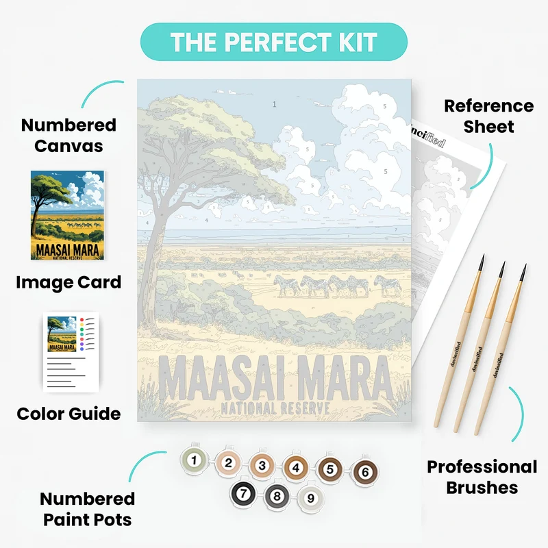 Maasai Mara Zebra Savanna - Paint by Numbers Kit