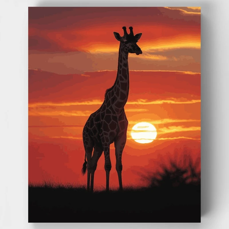 Giraffe at Sunset in Masai Mara - Paint by Numbers Kit