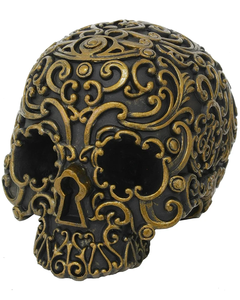 Schwarz & Gold Totenschädel 16cm