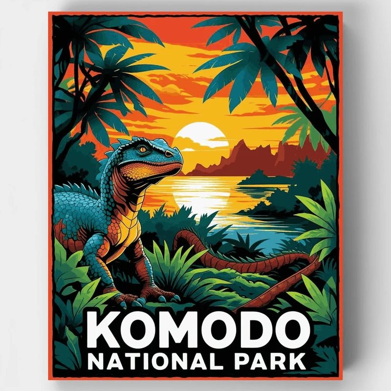 Komodo National Park Dragon at Twilight - Paint by Numbers Kit