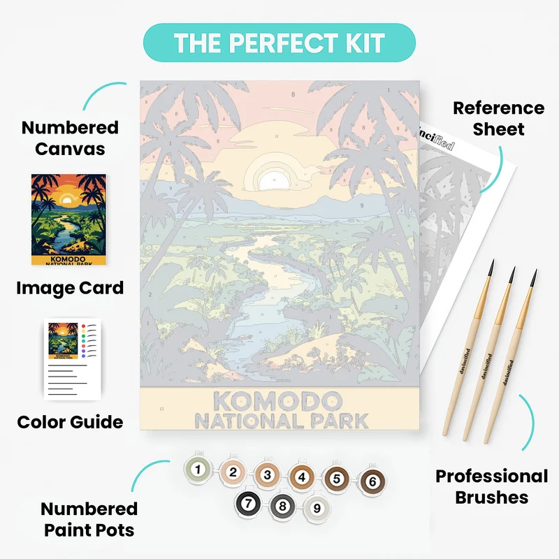 Komodo National Park Jungle River Sunset - Paint by Numbers Kit