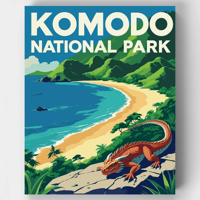 Komodo National Park Tropical Shoreline - Paint by Numbers Kit
