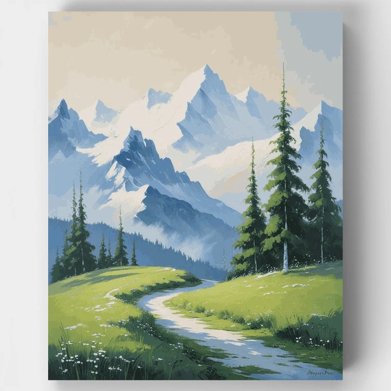 Mount Rainier National Park Alpine Meadow Trail - Paint by Numbers Kit
