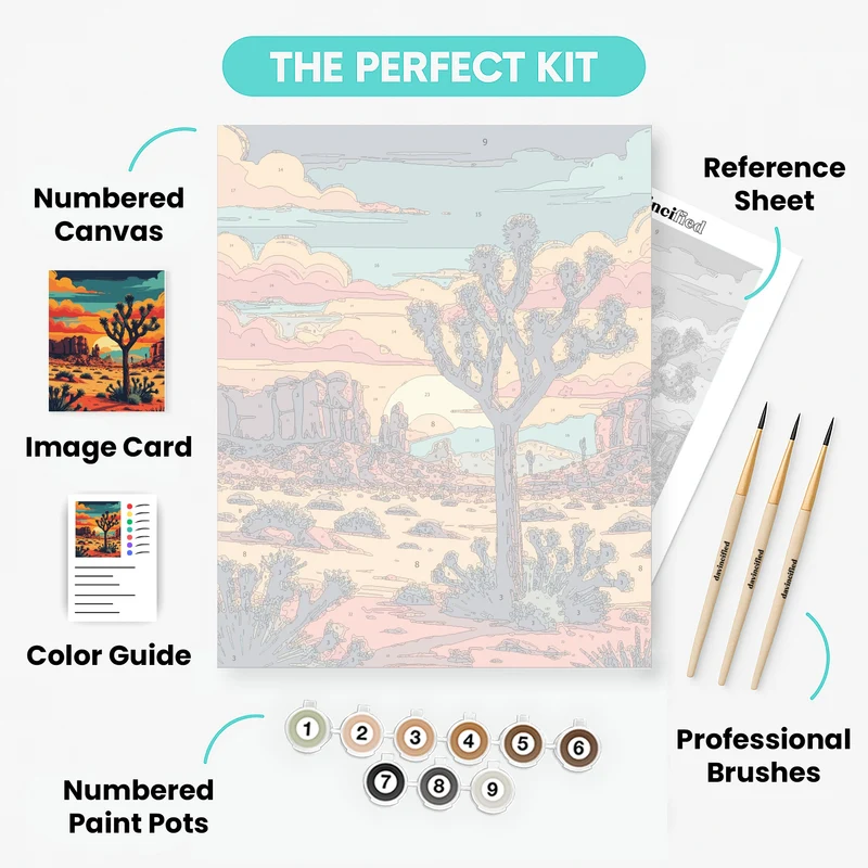 Joshua Tree National Park Fiery Desert Cloudscape - Paint by Numbers Kit