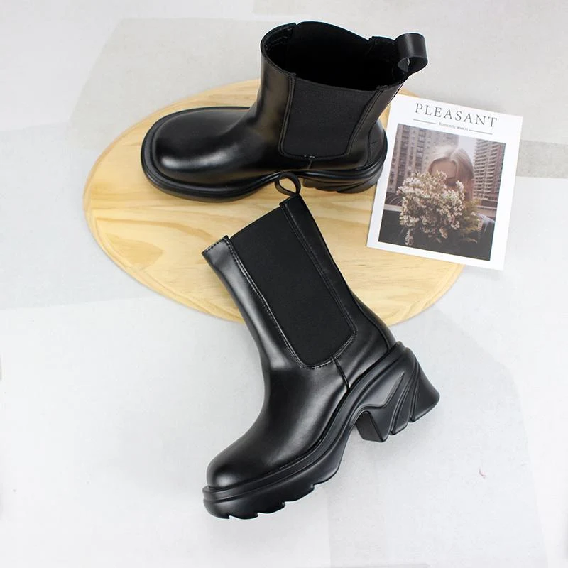 Gothic Punk Wedge Chelsea Boots für Damen