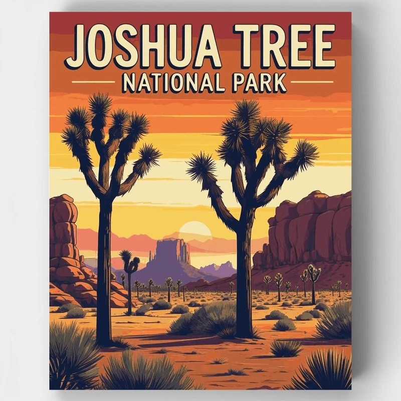 Joshua Tree National Park Golden Hour Desert Vista - Paint by Numbers Kit