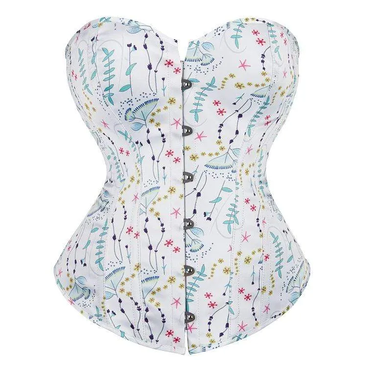 Gothic Strappy Damen Korsett mit floralem Print