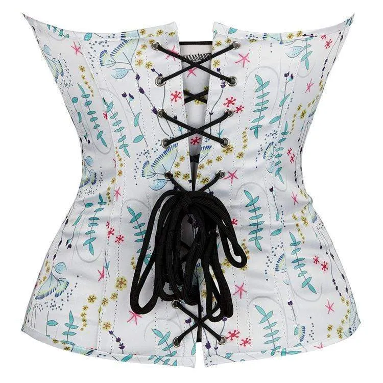 Gothic Strappy Damen Korsett mit floralem Print