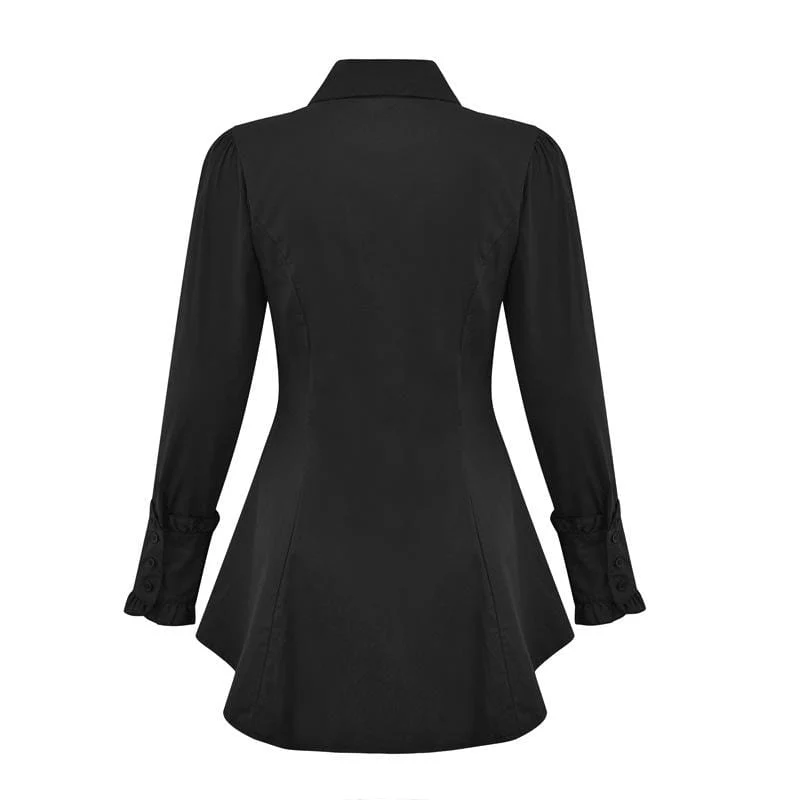 Damen Gothic Slim Fit Falbala Splice Shirt