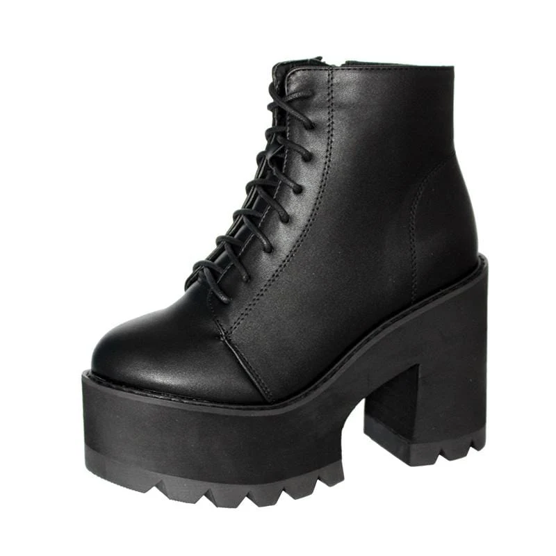 Gothic-Punk-Schnürstiefel mit Plateau für Damen