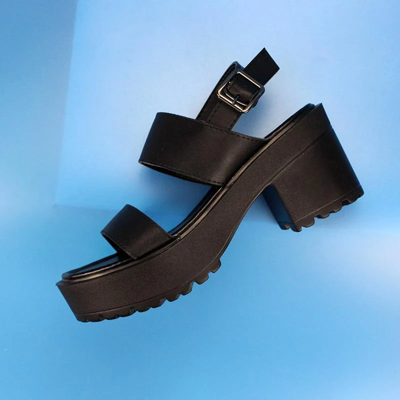 Damen Gothic Punk Plateausandalen mit offener Zehenpartie