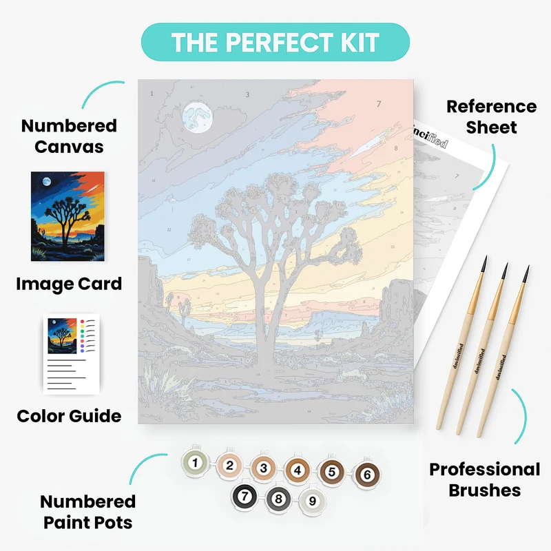 Joshua Tree Desert Moonrise - Paint by Numbers Kit
