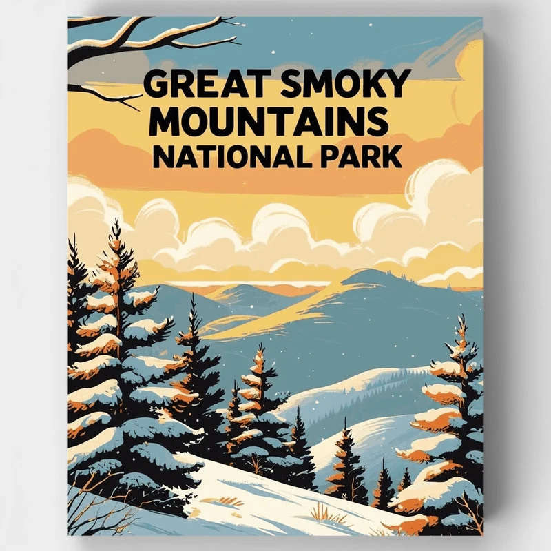 Great Smoky Mountains National Park Winter Wonderland - Paint by Numbers Kit