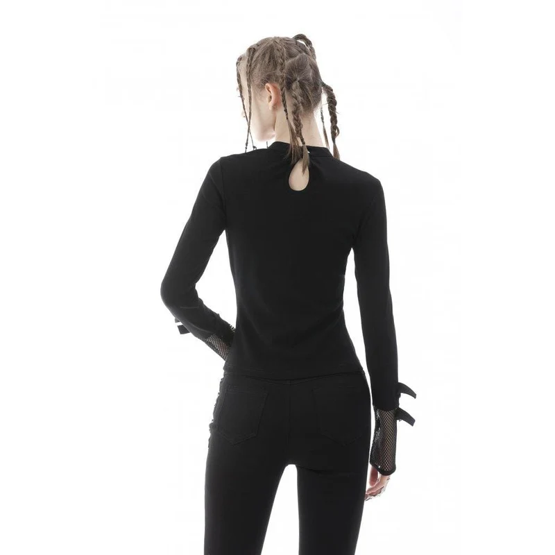Damen Punk Cutout Mesh-T-Shirt mit Splice-Schnalle