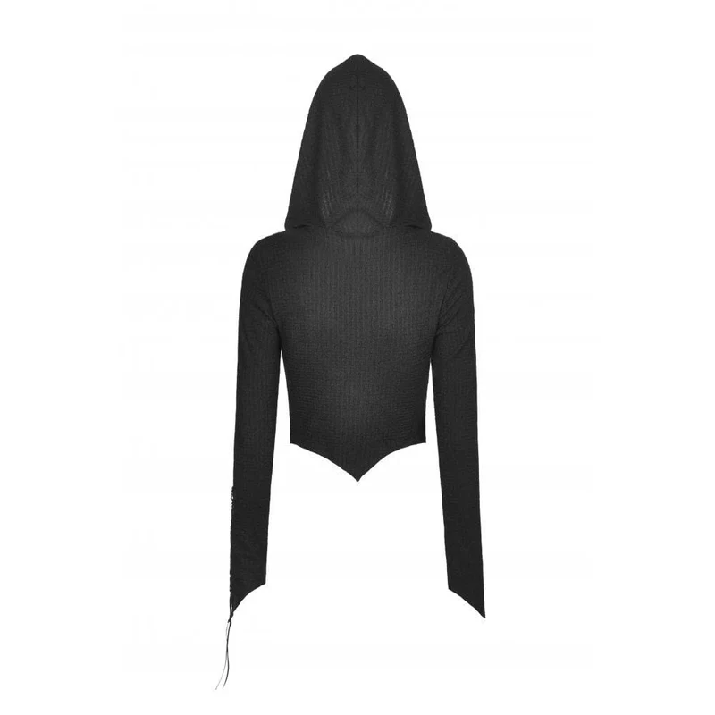 Damen Punk Unregelmäßiges Träger-Crop-Top mit Kapuze