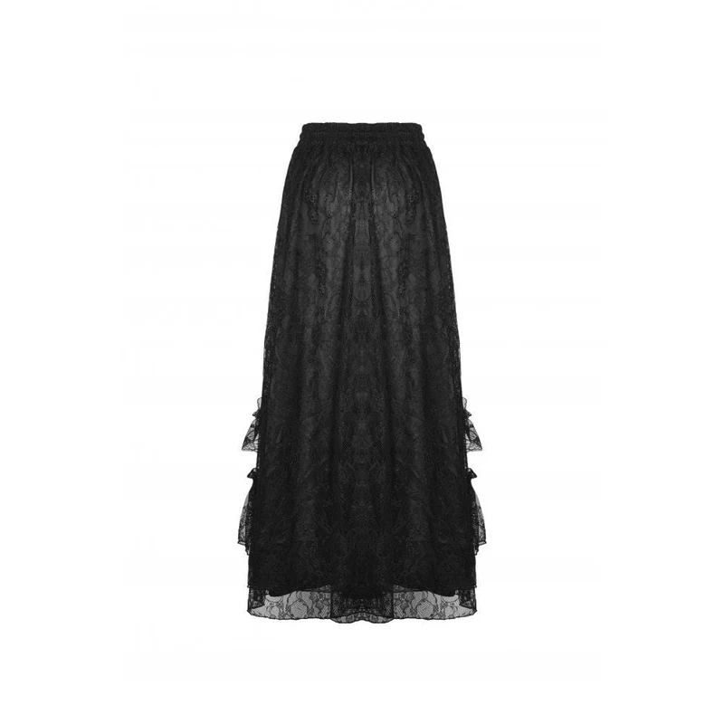 Gothic gerüschter, geschichteter langer Spitzenrock für Damen