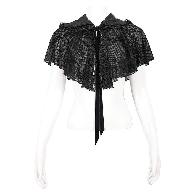 Gothic Cape für Damen mit Blumenmuster und Kapuze