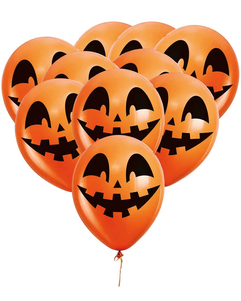 Halloween Ballons mit Kürbisgesicht Orange 10 St.