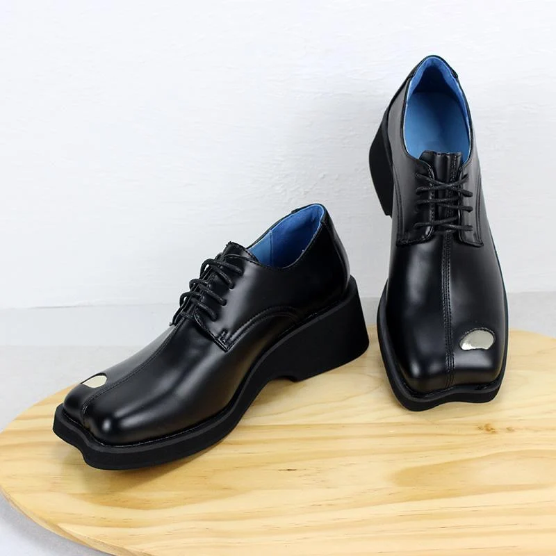 Damen Gothic Punk Lace-up Wedge Loafers Schuhe