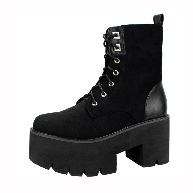 Gothic Punk Wildleder Splice Plateaustiefel für Damen