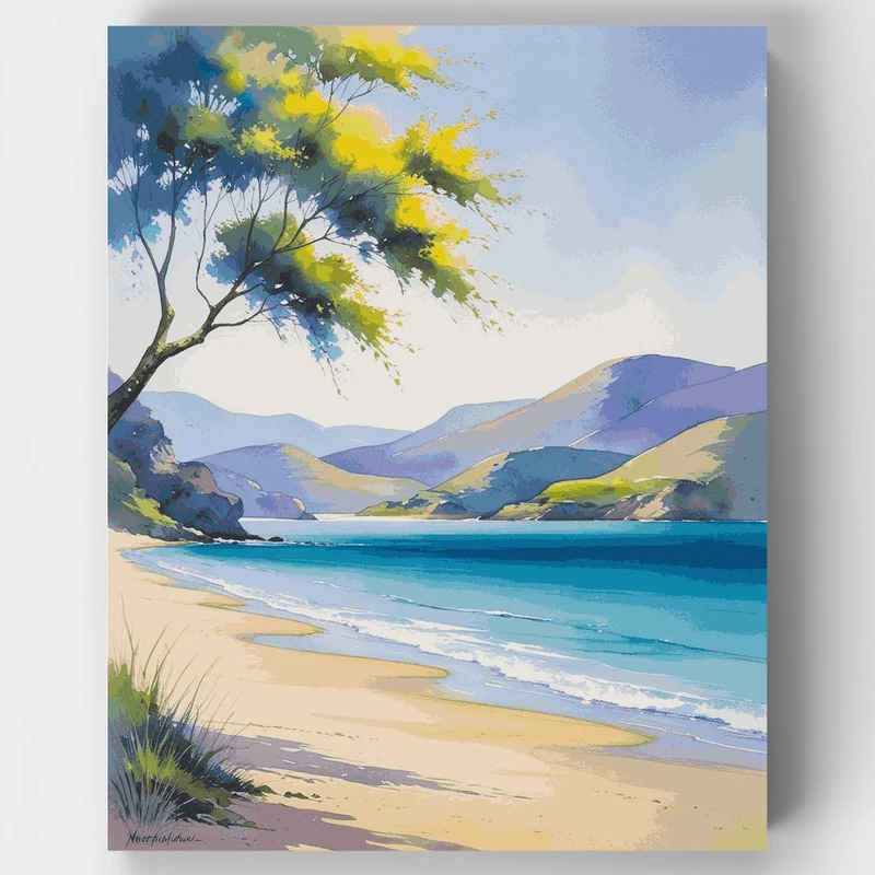 Komodo National Park Coastal Beach - Paint by Numbers Kit