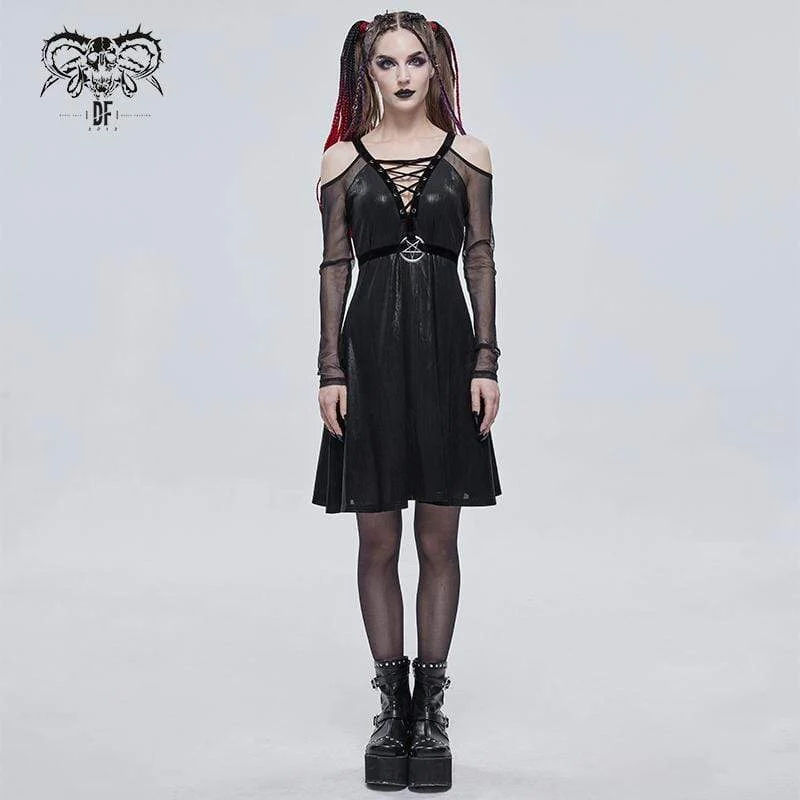 Gothic Kleid mit tiefem Schulterausschnitt für Damen